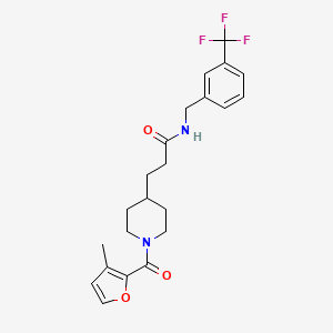 molecular formula C22H25F3N2O3 B4990789 3-[1-(3-methyl-2-furoyl)-4-piperidinyl]-N-[3-(trifluoromethyl)benzyl]propanamide 