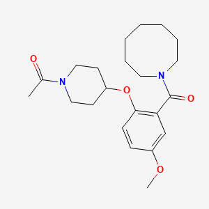 molecular formula C22H32N2O4 B4990793 1-{2-[(1-acetyl-4-piperidinyl)oxy]-5-methoxybenzoyl}azocane 
