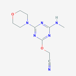 molecular formula C10H14N6O2 B4990850 {[4-(methylamino)-6-(4-morpholinyl)-1,3,5-triazin-2-yl]oxy}acetonitrile 