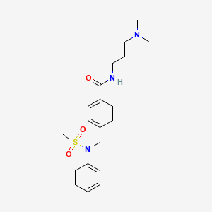 molecular formula C20H27N3O3S B4990856 N-[3-(dimethylamino)propyl]-4-{[(methylsulfonyl)(phenyl)amino]methyl}benzamide 