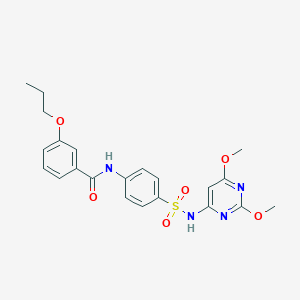 molecular formula C22H24N4O6S B499086 N-(4-{[(2,6-dimethoxy-4-pyrimidinyl)amino]sulfonyl}phenyl)-3-propoxybenzamide 