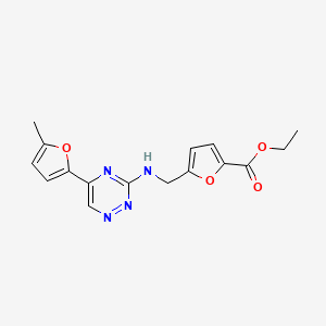 molecular formula C16H16N4O4 B4990901 ethyl 5-({[5-(5-methyl-2-furyl)-1,2,4-triazin-3-yl]amino}methyl)-2-furoate 