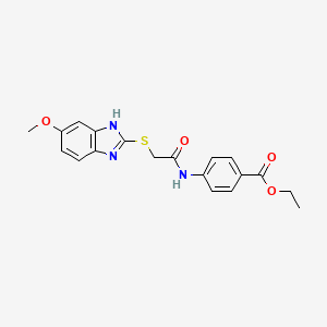 molecular formula C19H19N3O4S B4990928 ethyl 4-({[(6-methoxy-1H-benzimidazol-2-yl)thio]acetyl}amino)benzoate 