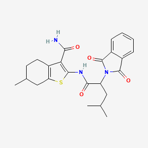 molecular formula C24H27N3O4S B4990941 2-{[2-(1,3-dioxo-1,3-dihydro-2H-isoindol-2-yl)-4-methylpentanoyl]amino}-6-methyl-4,5,6,7-tetrahydro-1-benzothiophene-3-carboxamide 