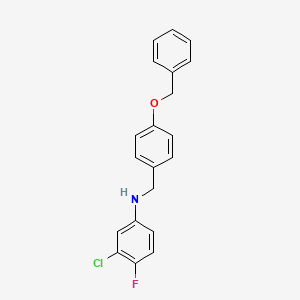 3-chloro-4-fluoro-N-[(4-phenylmethoxyphenyl)methyl]aniline