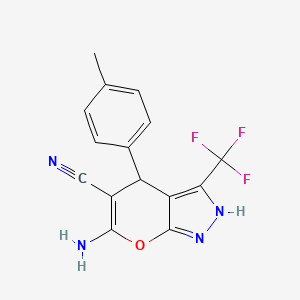 6-amino-4-(4-methylphenyl)-3-(trifluoromethyl)-1,4-dihydropyrano[2,3-c]pyrazole-5-carbonitrile