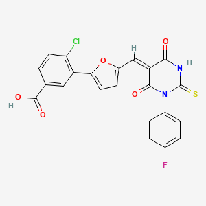 molecular formula C22H12ClFN2O5S B4990999 4-chloro-3-(5-{(Z)-[1-(4-fluorophenyl)-4,6-dioxo-2-thioxotetrahydropyrimidin-5(2H)-ylidene]methyl}furan-2-yl)benzoic acid 