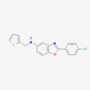 molecular formula C18H13ClN2OS B499103 2-(4-chlorophenyl)-N-(thiophen-2-ylmethyl)-1,3-benzoxazol-5-amine 