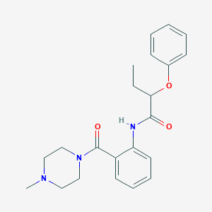 molecular formula C22H27N3O3 B499105 N-{2-[(4-methyl-1-piperazinyl)carbonyl]phenyl}-2-phenoxybutanamide 