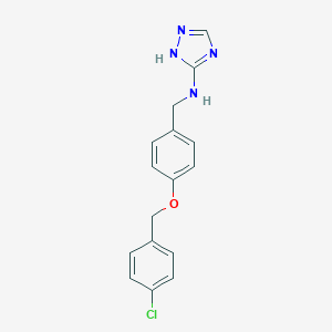 molecular formula C16H15ClN4O B499111 N-{4-[(4-chlorobenzyl)oxy]benzyl}-4H-1,2,4-triazol-3-amine 