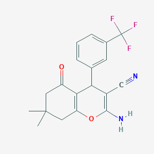 2-amino-7,7-dimethyl-5-oxo-4-[3-(trifluoromethyl)phenyl]-5,6,7,8-tetrahydro-4H-chromene-3-carbonitrile