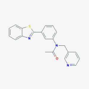 molecular formula C21H17N3OS B499115 N-[3-(1,3-benzothiazol-2-yl)phenyl]-N-(pyridin-3-ylmethyl)acetamide CAS No. 847471-53-8