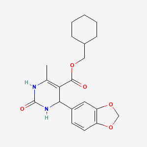 molecular formula C20H24N2O5 B4991155 Cyclohexylmethyl 4-(1,3-benzodioxol-5-yl)-6-methyl-2-oxo-1,2,3,4-tetrahydropyrimidine-5-carboxylate 