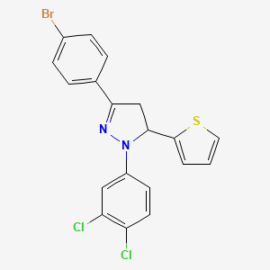 molecular formula C19H13BrCl2N2S B4991213 5-(4-Bromophenyl)-2-(3,4-dichlorophenyl)-3-thiophen-2-yl-3,4-dihydropyrazole 