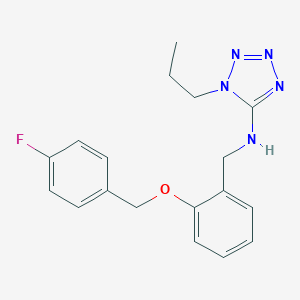 molecular formula C18H20FN5O B499125 N-{2-[(4-fluorobenzyl)oxy]benzyl}-1-propyl-1H-tetrazol-5-amine 
