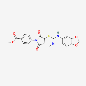 METHYL 4-(3-{[(E)-N'-(2H-1,3-BENZODIOXOL-5-YL)-N-ETHYLCARBAMIMIDOYL]SULFANYL}-2,5-DIOXOPYRROLIDIN-1-YL)BENZOATE