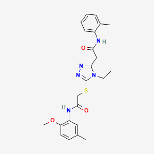 molecular formula C23H27N5O3S B4991276 2-[4-ethyl-5-({2-[(2-methoxy-5-methylphenyl)amino]-2-oxoethyl}sulfanyl)-4H-1,2,4-triazol-3-yl]-N-(2-methylphenyl)acetamide 