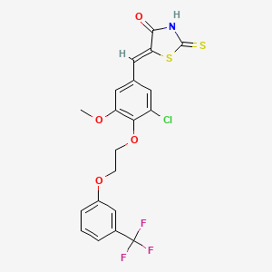 (5Z)-5-[[3-chloro-5-methoxy-4-[2-[3-(trifluoromethyl)phenoxy]ethoxy]phenyl]methylidene]-2-sulfanylidene-1,3-thiazolidin-4-one