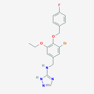 molecular formula C18H18BrFN4O2 B499132 N-{3-bromo-5-ethoxy-4-[(4-fluorobenzyl)oxy]benzyl}-1H-1,2,4-triazol-3-amine 