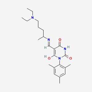 molecular formula C23H34N4O3 B4991328 5-[5-(Diethylamino)pentan-2-yliminomethyl]-6-hydroxy-1-(2,4,6-trimethylphenyl)pyrimidine-2,4-dione 