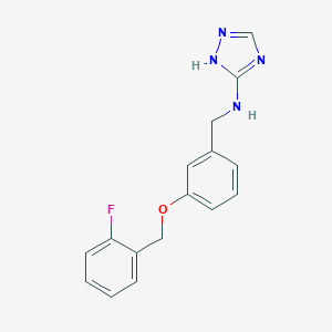 molecular formula C16H15FN4O B499133 N-{3-[(2-fluorobenzyl)oxy]benzyl}-1H-1,2,4-triazol-3-amine 