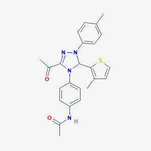 molecular formula C24H24N4O2S B499135 N-{4-[3-acetyl-1-(4-methylphenyl)-5-(3-methyl-2-thienyl)-1,5-dihydro-4H-1,2,4-triazol-4-yl]phenyl}acetamide 