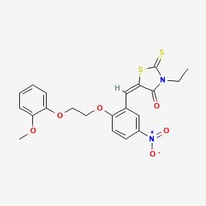 molecular formula C21H20N2O6S2 B4991367 (5E)-3-ETHYL-5-({2-[2-(2-METHOXYPHENOXY)ETHOXY]-5-NITROPHENYL}METHYLIDENE)-2-SULFANYLIDENE-1,3-THIAZOLIDIN-4-ONE 