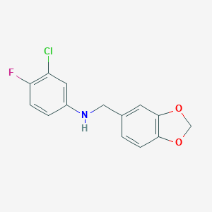 molecular formula C14H11ClFNO2 B499137 N-(1,3-benzodioxol-5-ylmethyl)-3-chloro-4-fluoroaniline CAS No. 861435-36-1