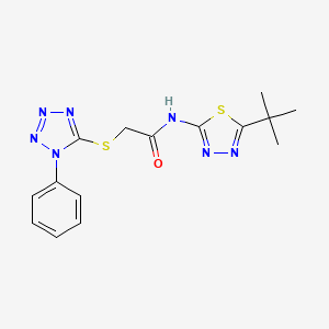 molecular formula C15H17N7OS2 B4991385 N-(5-tert-butyl-1,3,4-thiadiazol-2-yl)-2-(1-phenyltetrazol-5-yl)sulfanylacetamide 