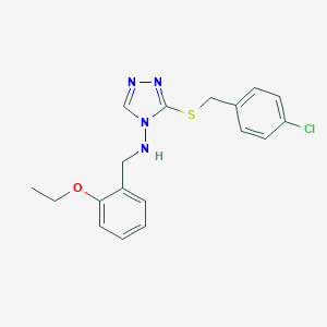 molecular formula C18H19ClN4OS B499143 3-[(4-chlorobenzyl)sulfanyl]-N-(2-ethoxybenzyl)-4H-1,2,4-triazol-4-amine 