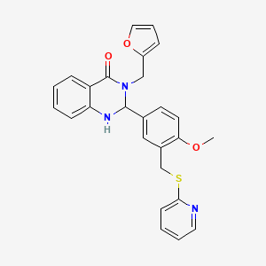 3-(Furan-2-ylmethyl)-2-[4-methoxy-3-(pyridin-2-ylsulfanylmethyl)phenyl]-1,2-dihydroquinazolin-4-one