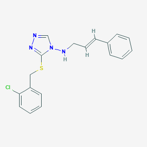 molecular formula C18H17ClN4S B499146 3-[(2-chlorobenzyl)sulfanyl]-N-cinnamyl-4H-1,2,4-triazol-4-amine 