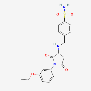 molecular formula C19H21N3O5S B4991480 4-({[1-(3-ethoxyphenyl)-2,5-dioxo-3-pyrrolidinyl]amino}methyl)benzenesulfonamide 