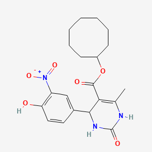 molecular formula C20H25N3O6 B4991515 Cyclooctyl 4-(4-hydroxy-3-nitrophenyl)-6-methyl-2-oxo-1,2,3,4-tetrahydropyrimidine-5-carboxylate 