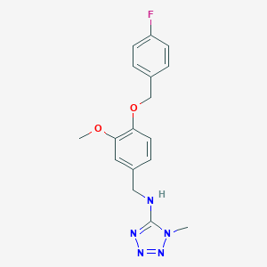 molecular formula C17H18FN5O2 B499156 N-{4-[(4-fluorobenzyl)oxy]-3-methoxybenzyl}-1-methyl-1H-tetrazol-5-amine 