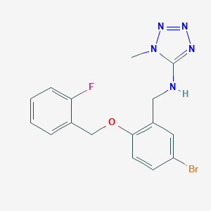 molecular formula C16H15BrFN5O B499157 N-[[5-bromo-2-[(2-fluorophenyl)methoxy]phenyl]methyl]-1-methyltetrazol-5-amine CAS No. 700852-87-5