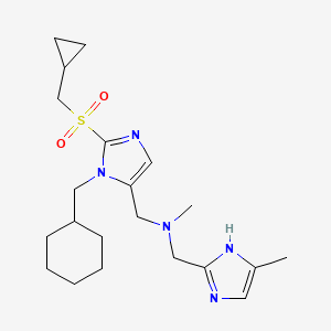 molecular formula C21H33N5O2S B4991570 ({1-(cyclohexylmethyl)-2-[(cyclopropylmethyl)sulfonyl]-1H-imidazol-5-yl}methyl)methyl[(4-methyl-1H-imidazol-2-yl)methyl]amine 