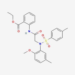 molecular formula C26H28N2O6S B4991607 ethyl 2-({N-(2-methoxy-5-methylphenyl)-N-[(4-methylphenyl)sulfonyl]glycyl}amino)benzoate 