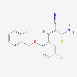 molecular formula C17H12BrFN2OS B4991685 3-{5-bromo-2-[(2-fluorobenzyl)oxy]phenyl}-2-cyano-2-propenethioamide 