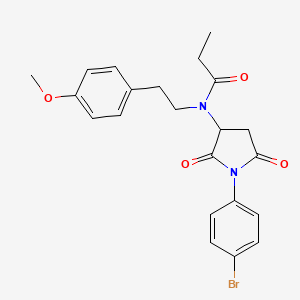 molecular formula C22H23BrN2O4 B4991687 N-[1-(4-bromophenyl)-2,5-dioxopyrrolidin-3-yl]-N-[2-(4-methoxyphenyl)ethyl]propanamide 