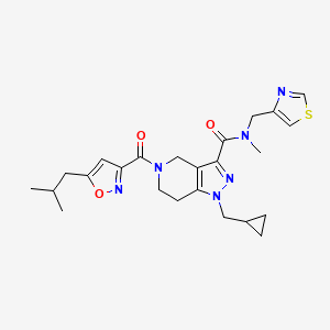 molecular formula C24H30N6O3S B4991692 1-(cyclopropylmethyl)-5-[(5-isobutyl-3-isoxazolyl)carbonyl]-N-methyl-N-(1,3-thiazol-4-ylmethyl)-4,5,6,7-tetrahydro-1H-pyrazolo[4,3-c]pyridine-3-carboxamide 