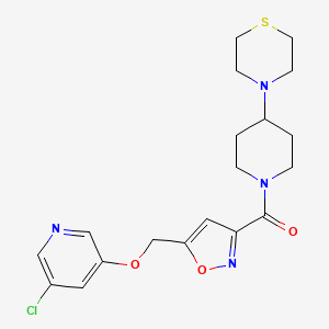 [5-[(5-Chloropyridin-3-yl)oxymethyl]-1,2-oxazol-3-yl]-(4-thiomorpholin-4-ylpiperidin-1-yl)methanone