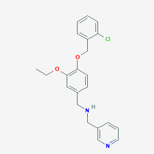 molecular formula C22H23ClN2O2 B499172 1-{4-[(2-chlorobenzyl)oxy]-3-ethoxyphenyl}-N-(pyridin-3-ylmethyl)methanamine 