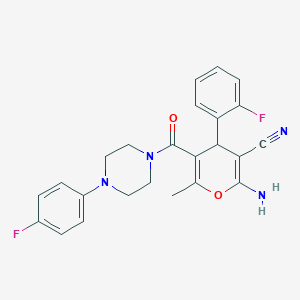 2-amino-4-(2-fluorophenyl)-5-{[4-(4-fluorophenyl)-1-piperazinyl]carbonyl}-6-methyl-4H-pyran-3-carbonitrile