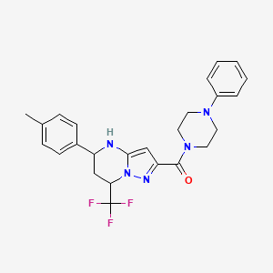 [5-(4-Methylphenyl)-7-(trifluoromethyl)-4,5,6,7-tetrahydropyrazolo[1,5-a]pyrimidin-2-yl](4-phenylpiperazin-1-yl)methanone