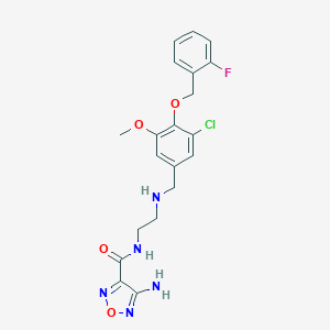 molecular formula C20H21ClFN5O4 B499199 4-amino-N-[2-({3-chloro-4-[(2-fluorobenzyl)oxy]-5-methoxybenzyl}amino)ethyl]-1,2,5-oxadiazole-3-carboxamide 