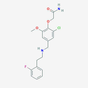 molecular formula C18H20ClFN2O3 B499200 2-[2-Chloro-4-({[2-(2-fluorophenyl)ethyl]amino}methyl)-6-methoxyphenoxy]acetamide 