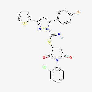 1-(2-chlorophenyl)-2,5-dioxopyrrolidin-3-yl 5-(4-bromophenyl)-3-(thiophen-2-yl)-4,5-dihydro-1H-pyrazole-1-carbimidothioate