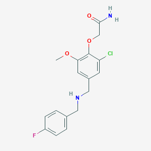 molecular formula C17H18ClFN2O3 B499202 2-(2-Chloro-4-{[(4-fluorobenzyl)amino]methyl}-6-methoxyphenoxy)acetamide 