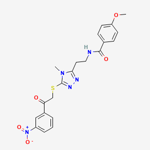 4-methoxy-N-[2-(4-methyl-5-{[2-(3-nitrophenyl)-2-oxoethyl]sulfanyl}-4H-1,2,4-triazol-3-yl)ethyl]benzamide